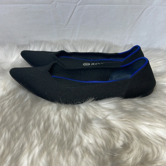 Rothy's The Point Black/Blue Trim Ballet Flats Sz 9 - Picture 2 of 9